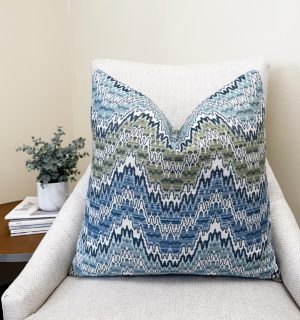 Blue Green Chevron Wave Velvet Pillow Cover