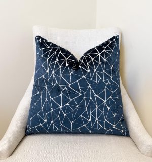 Navy Blue Abstract Fractured Line Velvet Pillow Cover