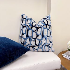 Blue Abstract Loop Geometric Velvet Pillow Cover